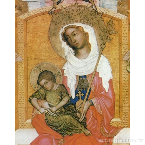 Глатцская мадонна,  Мадонна на троне с младенцем. Деталь