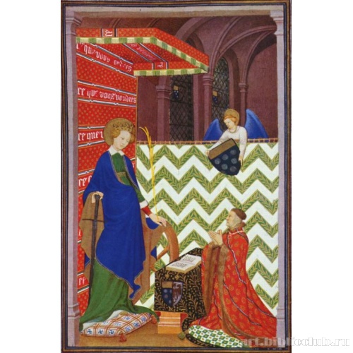 Часослов маршала Бусико. Маршал Бусико поклоняется св. Екатерине