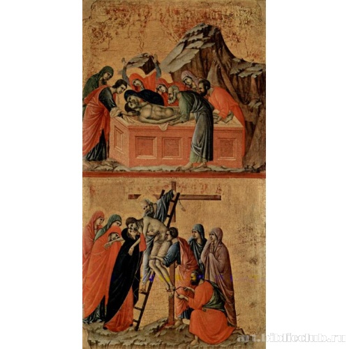 Регистр со сценами Страстей Христовых: Положение во гроб и Снятие с креста