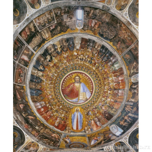 Купол. Рай, в центре - Благословляющий Христос, Мария во славе, сцены из Бытия