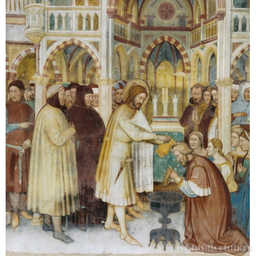 Святой Георгий крестит царскую семью. Деталь