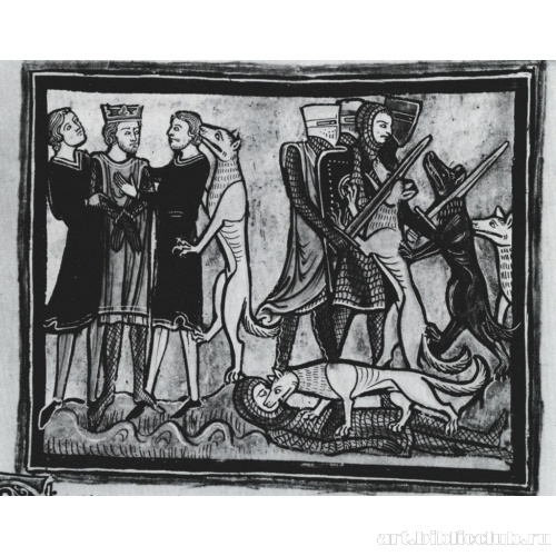 Король Экгфрид посещает Кутберта и его собак