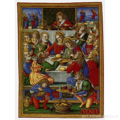 Тайная Вечерия, (верх) Петр и Иоанн следуют за человеком с кувшином воды