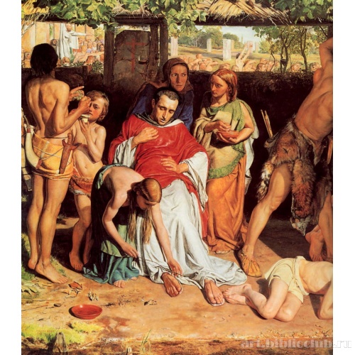 Обращенная английская семья прячет священника от преследований друидов. Фрагмент