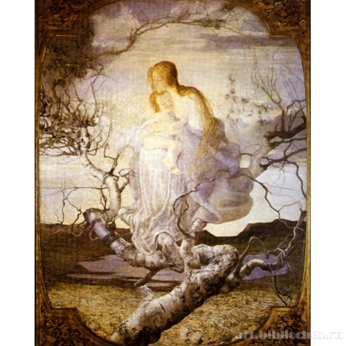 Пейзаж с женщиной на дереве