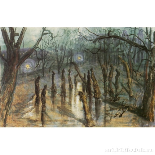 Парк Планты ночью. Пугала