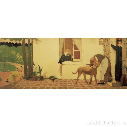 Гладят собаку. Один из шести десюдепортов для супругов Демаре