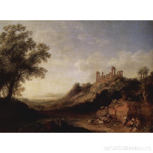 Сицилийский пейзаж с руинами храма