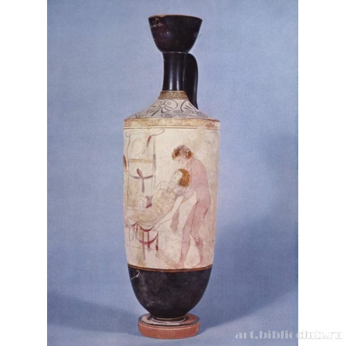 Гипнос и Танатос укладывают умершего (лекиф D 56)