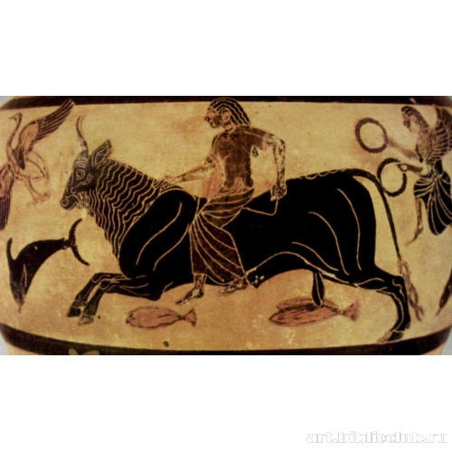 Европа на быке. Роспись ионийской гидрии, из Черветри. Деталь
