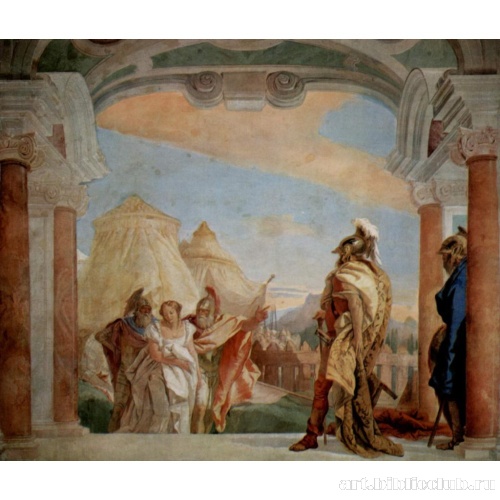 Еврибат и Талфибий приводят к Агамемнону Брисеиду, наложницу Ахилла