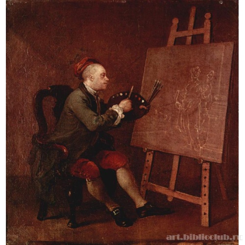 Автопортрет перед мольбертом за работой над картиной о музе комедии Талии