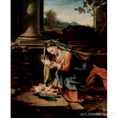 Мария, поклоняющаяся младенцу