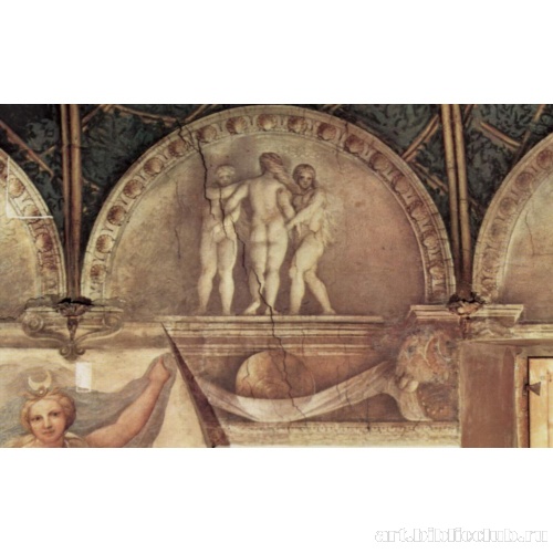 Потолочная фреска в женском монастыре Сан Паоло в Парме, люнет,  три грации