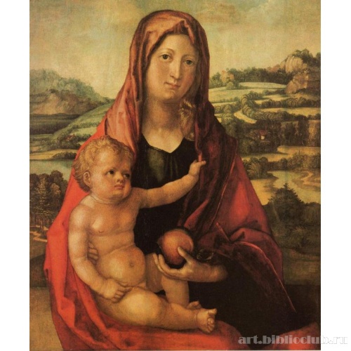 Мария с Младенцем на фоне пейзажа