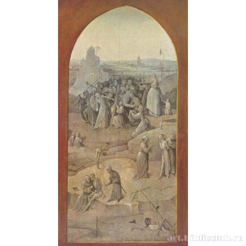 Искушение святого Антония. Триптих. Внешняя сторона правой створки. Несение креста