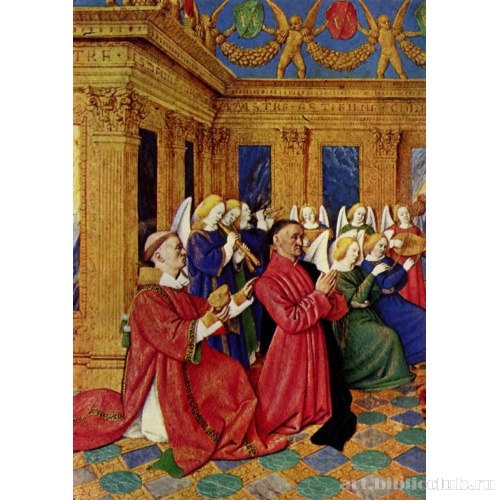 Часослов Этьена Шевалье, портрет Этьена Шевалье с его ангелом-хранителем