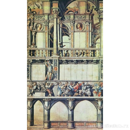 Набросок декорации фасада «Дома танца» в Базеле