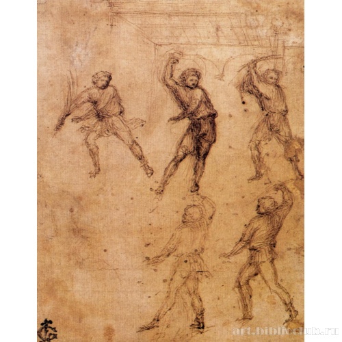 Пять набросков фигур для сцены бичевания Христа