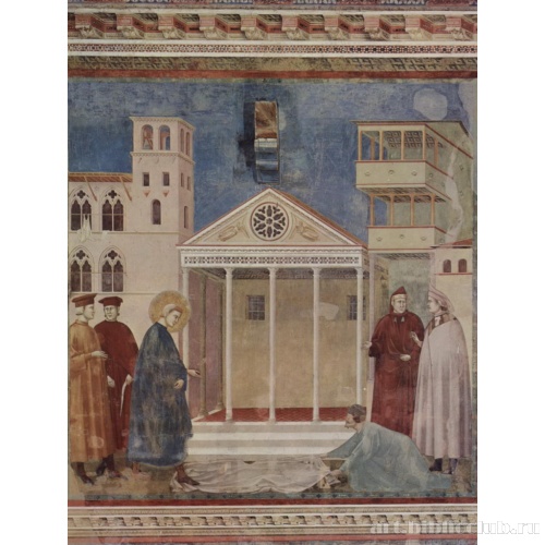 Житель Ассизи расстилает свой плащ перед св. Франциском