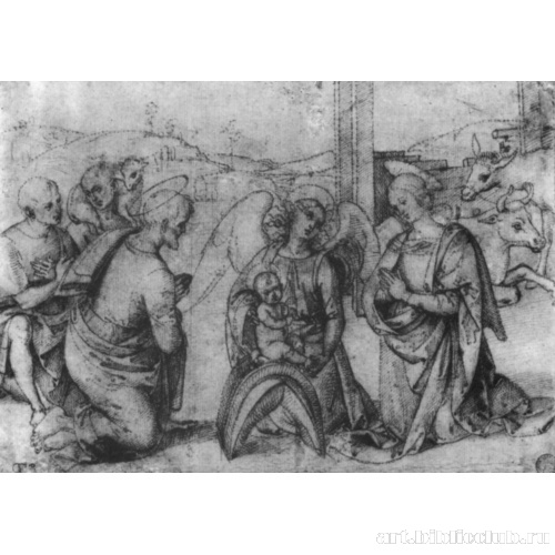 Поклонение младенцу, сидящему на седле