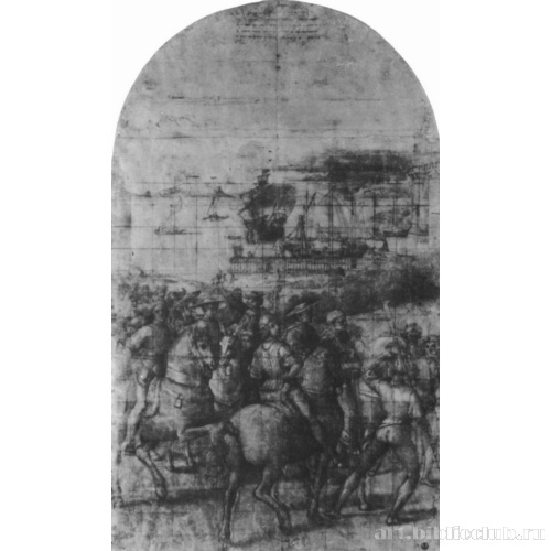 Эскиз к росписям Библиотеки Пикколомини. Отъезд Энеа Сильвио на Базельский собор