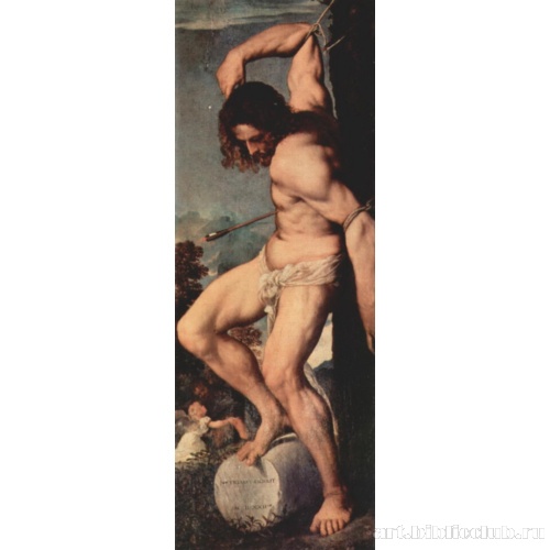 Воскресение Христово (Алтарный полиптих Аверольди). Правая доска, сцена внизу. Св. Себастьян