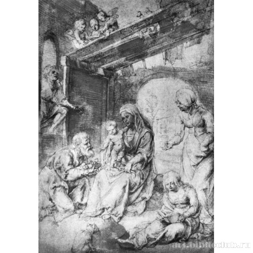 Святое семейство с женскими святыми и пастухами