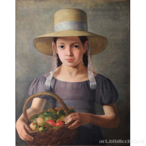 Девушка с корзиной фруктов