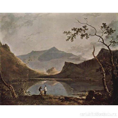 Вид на гору Сноудон с озером Нантел