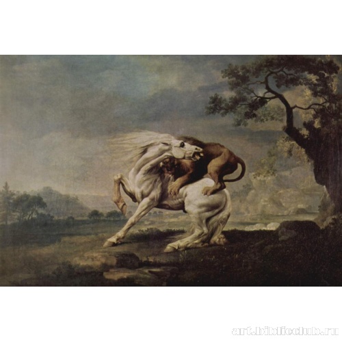 Лев, напавший на лошадь