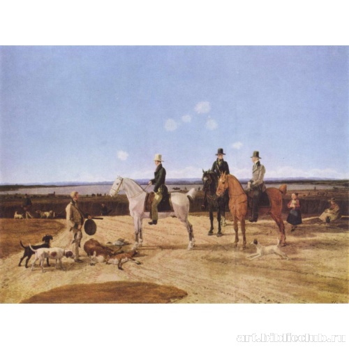 Верховые охотники в верхнебаварском пейзаже