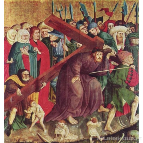 Алтарь Страстей из Вурцаха, левая внутренняя створка, сцена внизу. Несение креста
