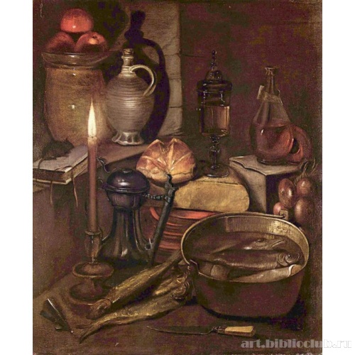 Кладовая комната при свете свечи