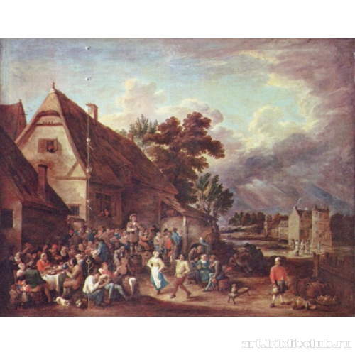 Большая деревенская ярмарка с танцующей парой