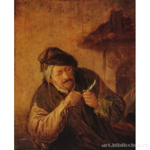 Мужчина, затачивающий перо