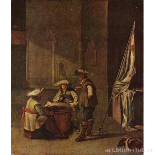 Солдаты в караульне за игрой в карты