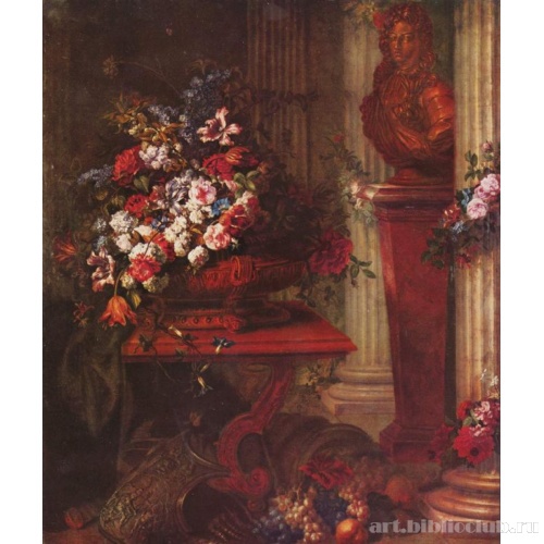 Ваза с цветами и бронзовый бюст Людовика XIV