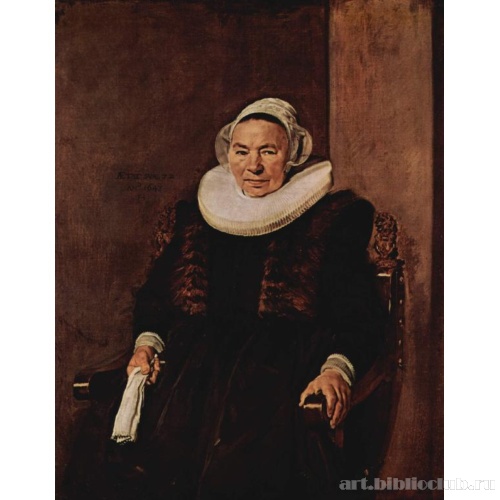 Портрет сидящей женщины с белыми перчатками в правой руке