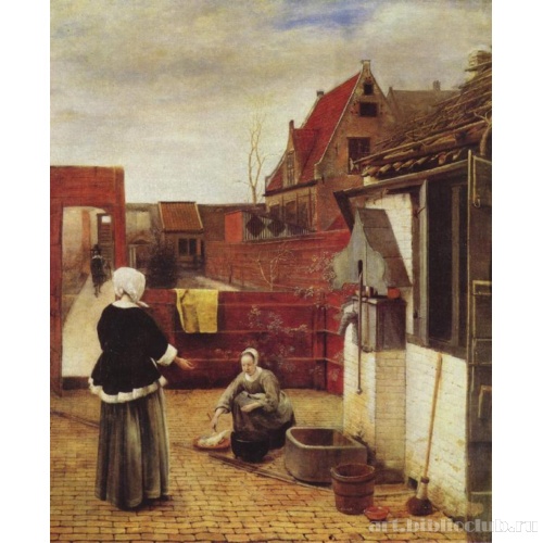 Женщина со служанкой во дворе