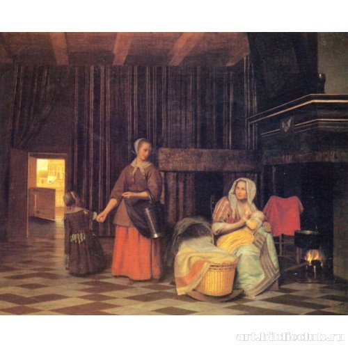 Кормящая мать, служанка и ребенок