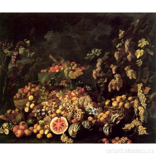 Натюрморт с фруктами и цветами