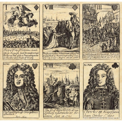 Игральные карты с изображениями побед герцога Мальборо в 1702-1706 годах