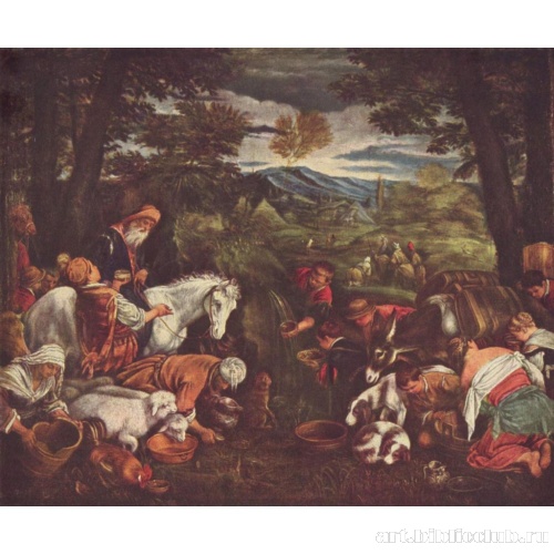 Моисей высекает воду из скалы