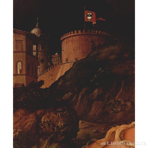 Святое семейство с Иоанном Крестителем. Деталь: архитектура с гербом заказчика