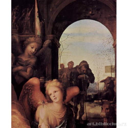 Рождество. Деталь: ангел и пастухи