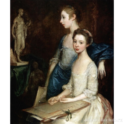 Портрет Молли и Пегги с папками для рисования