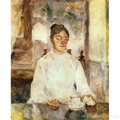 Мать художника, графиня Адель де Тулуз-Лотрек за азвтраком