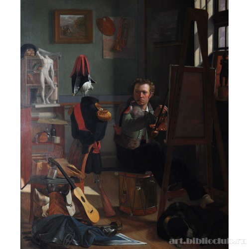 Батальный живописец Йорген Соне в своей мастерской