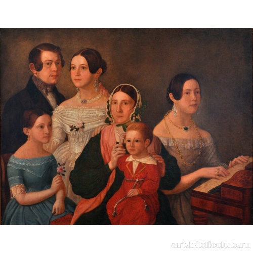Семейный портрет Щокотовых (Н. Ф. Щокотова с дочерьми и сыном)